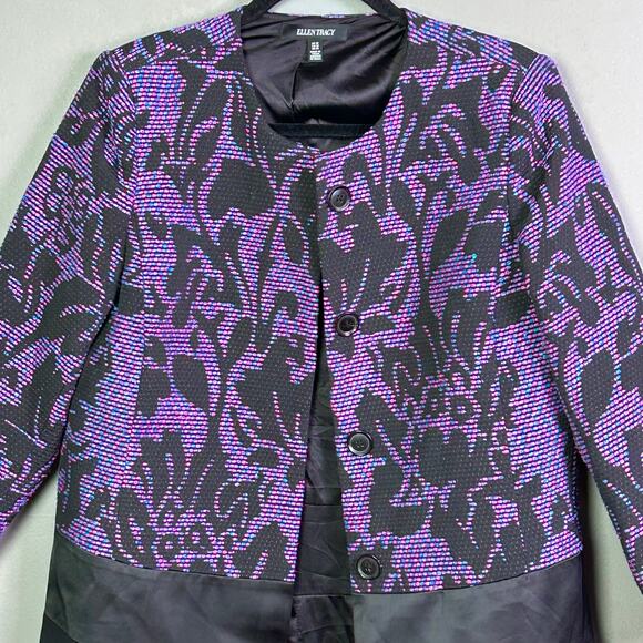 Ellen Tracy blazer jacket size 12 new floral office colorful capsule longline - Picture 11 of 16